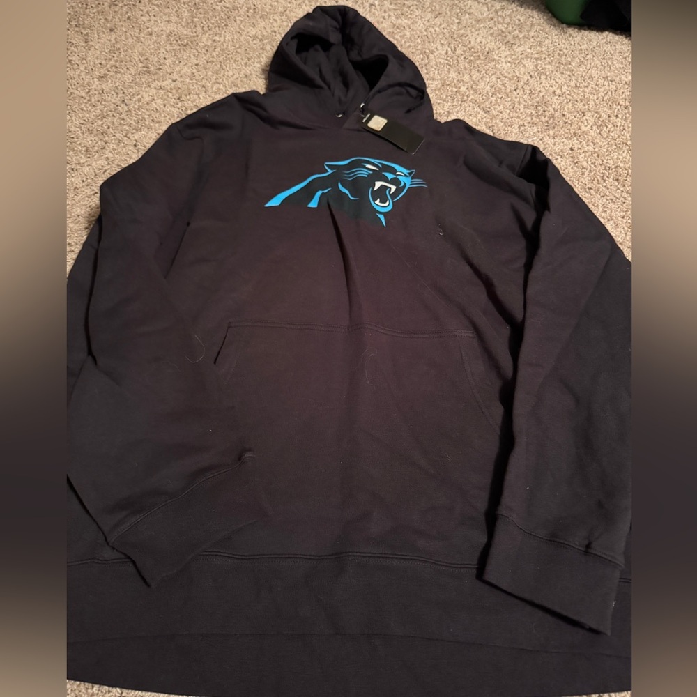 NFL Pro Line - Fanatics Black Hoodie with Blue Carolina Panther Graphic